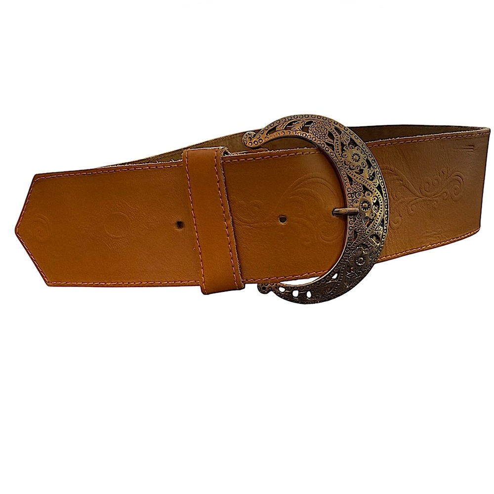 Statement belt by Axcess made in Italy genuine leather Western esque - Picture 2 of 9